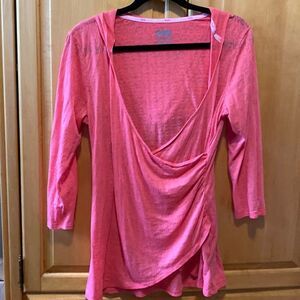 aneko burn out 3/4 length cross front hoodie top size XL